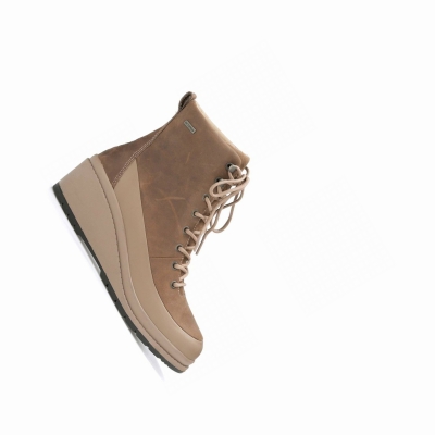 Brown Muck Liberty Leather Lace Up Wedge Women's Ankle Boots | CA[HNY198]